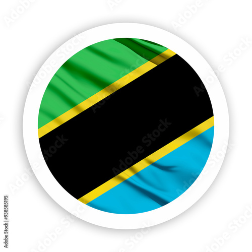 Free Download Tanzania Waving Flag with White Rounded Circle Frame  - GFXLoad