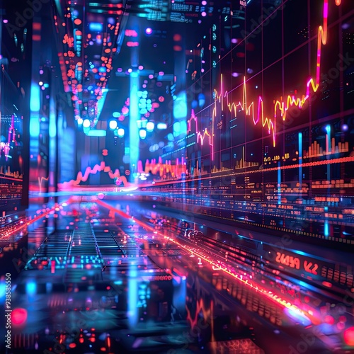 Wallpaper Mural Holographic stock price drop, virtual business decline, futuristic economic impact, Torontodigital.ca