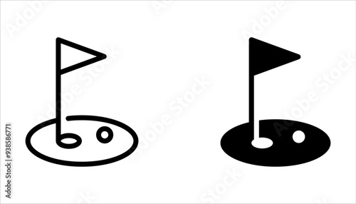 Golf line icon set. Golf yard outline vector icon Symbol on white background