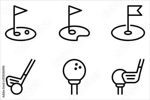 Golf line icon set. Golf yard outline vector icon Symbol on white background