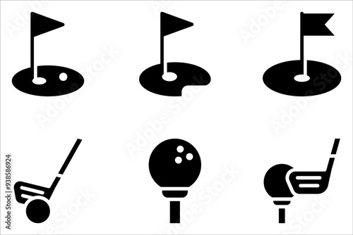 Golf line icon set. Golf yard outline vector icon Symbol on white background