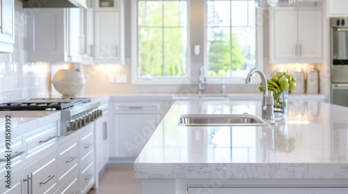 A pristine kitchen featuring clean countertops and well-maintained cabinets, offering a serene environment. photo