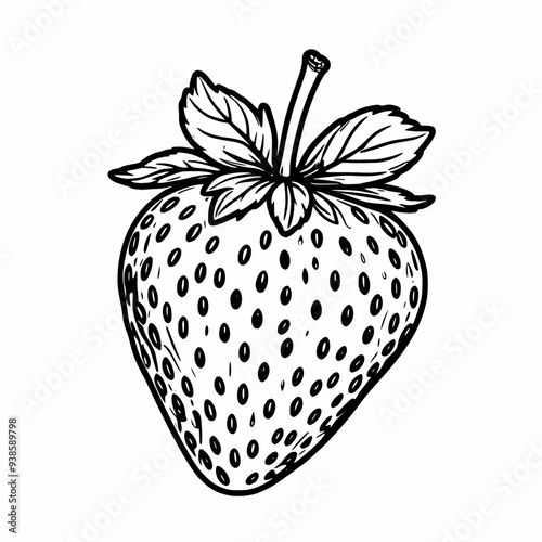 Silhouette illustration of a strawberry on white background