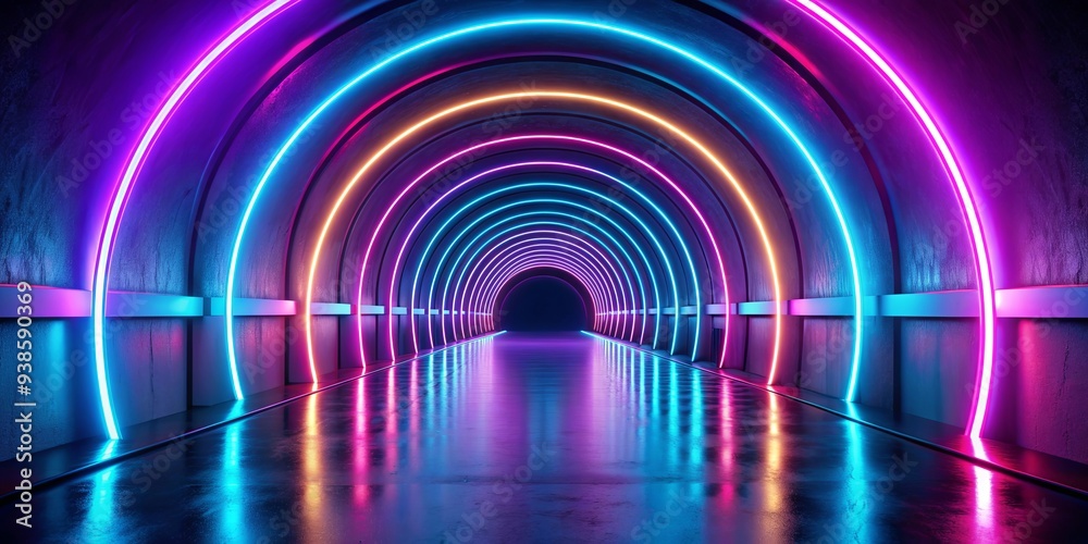 rendered neon lights in an asphalt tunnel space, neon lights, render, tunnel, asphalt, background, vibrant rendered neon lights in an asphalt tunnel space, neon lights, render, tunnel, asphalt, background, vibrant