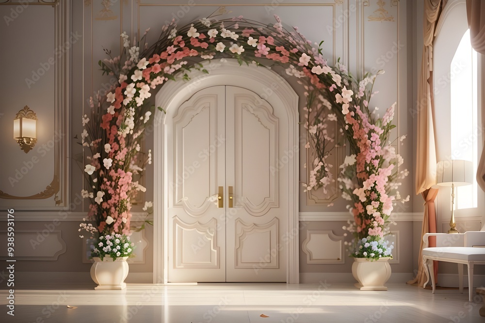 Door dacorated with beautifull flowers Door dacorated with beautifull flowers