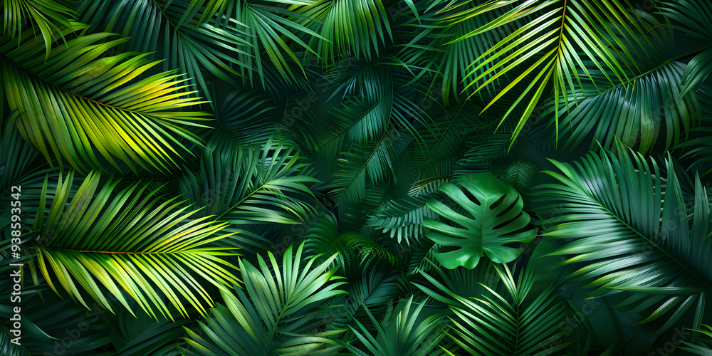 Dense Green Palm Leaf Texture Dense Green Palm Leaf Texture