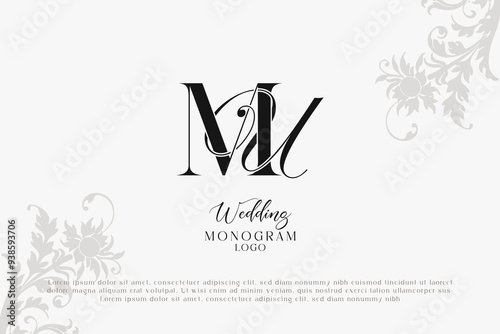 MU UM wedding logo Monogram, Stylish Wedding Couple Logo, Minimalist Wedding Monogram, Initials Logo, Editable wedding monogram