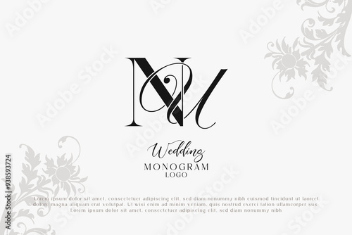 NU UN wedding logo Monogram, Stylish Wedding Couple Logo, Minimalist Wedding Monogram, Initials Logo, Editable wedding monogram