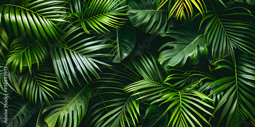 Dense Green Palm Leaf Texture Dense Green Palm Leaf Texture