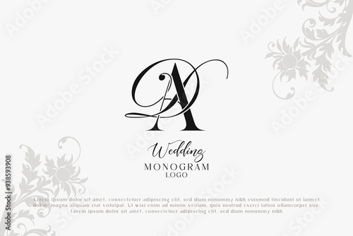 AD DA wedding logo Monogram, Stylish Wedding Couple Logo, Minimalist Wedding Monogram, Initials Logo, Editable wedding monogram