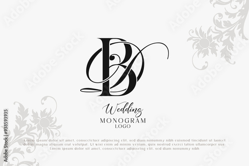 BD DB wedding logo Monogram, Stylish Wedding Couple Logo, Minimalist Wedding Monogram, Initials Logo, Editable wedding monogram