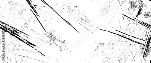Vector white and black sketches line texture  distressed overlay texture of cracked concrete.
