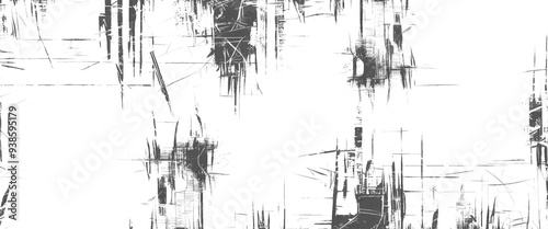Vector white and black sketches line texture  distressed overlay texture of cracked concrete.
