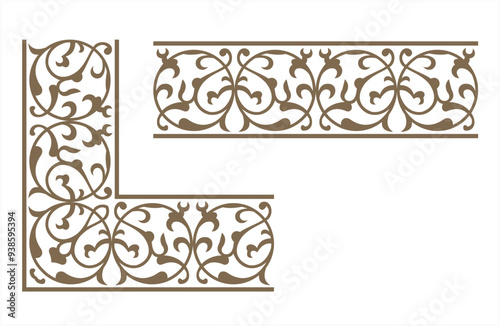 Frame corner border element design vector illustration. Suitable for frames, covers, decorations, etc