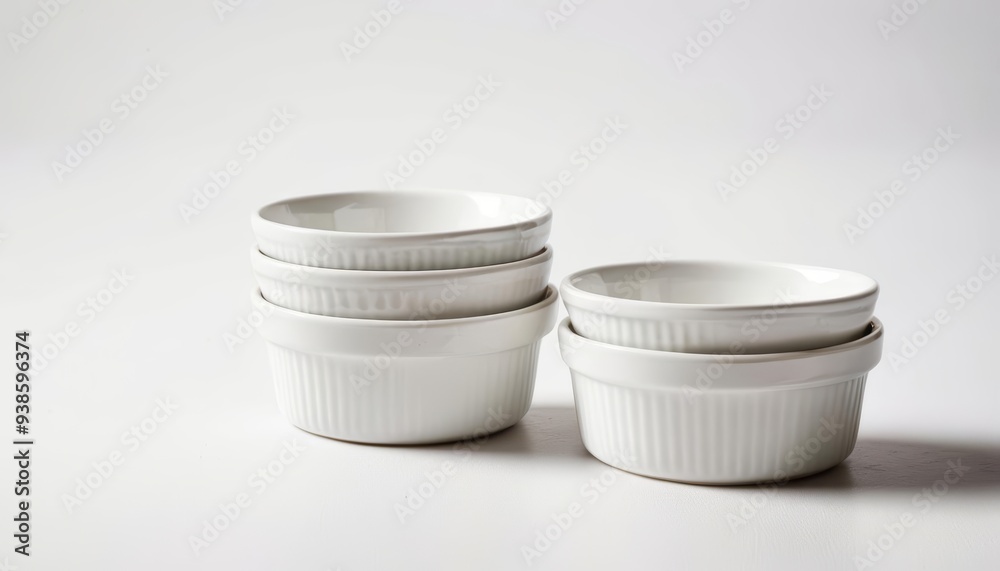 Elegant white ceramic bowls perfect for serving or decoration Elegant white ceramic bowls perfect for serving or decoration