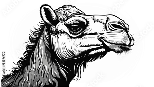 Camel Head Sketch Style - Animal Face Portrait Mammal
