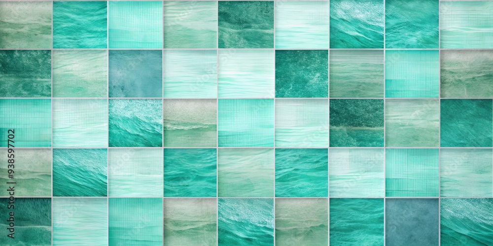 Mint and teal squares ripple across a canvas with a refreshing oceanic vibe, mint, teal, squares, ripple, canvas Mint and teal squares ripple across a canvas with a refreshing oceanic vibe, mint, teal, squares, ripple, canvas
