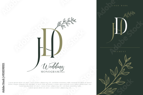 hd dh wedding initial modern and monogram logo