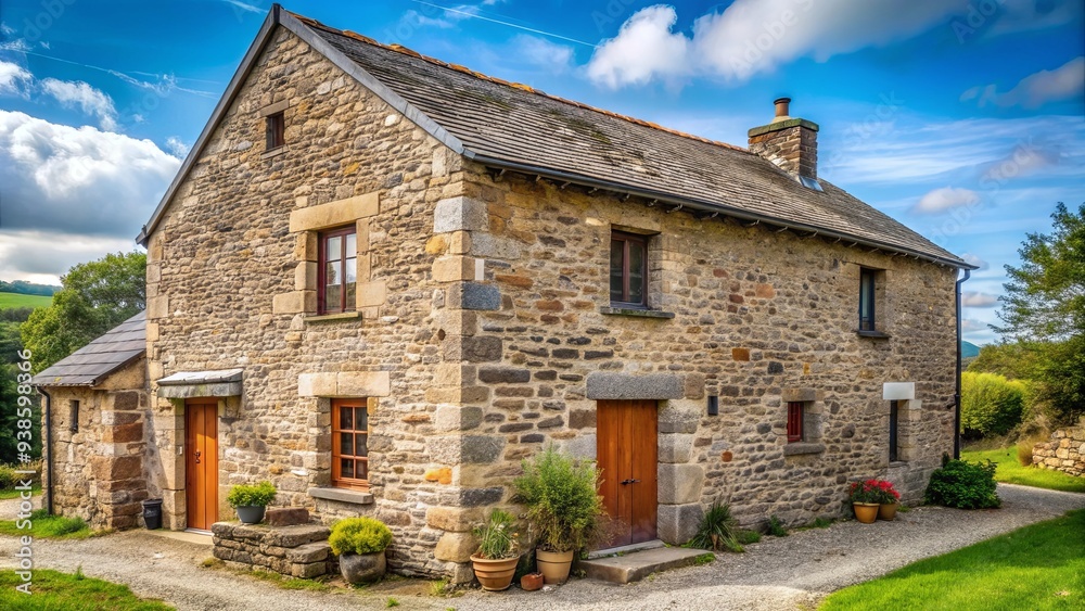 Modest rustic farmhouse with stone and cement cladding, farmhouse, rustic, stone, cement, architecture, building Modest rustic farmhouse with stone and cement cladding, farmhouse, rustic, stone, cement, architecture, building