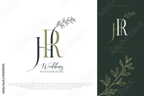 hr rh wedding initial modern and monogram logo
