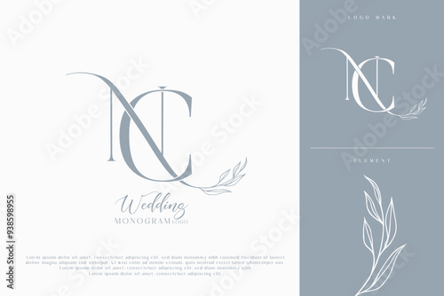 nc cn wedding initial modern and monogram digital logo