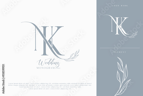 kn wedding initial modern and monogram digital logo