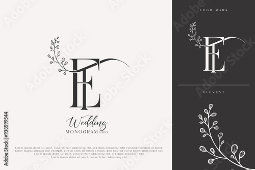 et wedding initial monogram logo