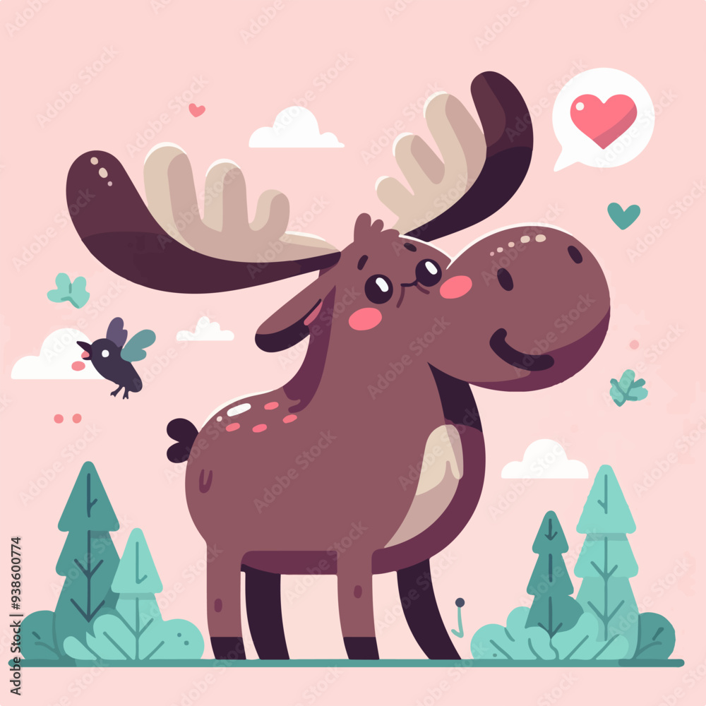 Obraz premium a moose in winter in Mountains ILLUSTRATION