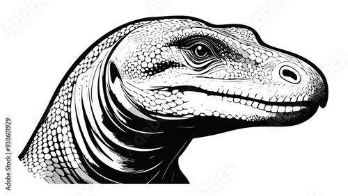 Komodo Head Sketch Style - Animal Face Portrait Mammal