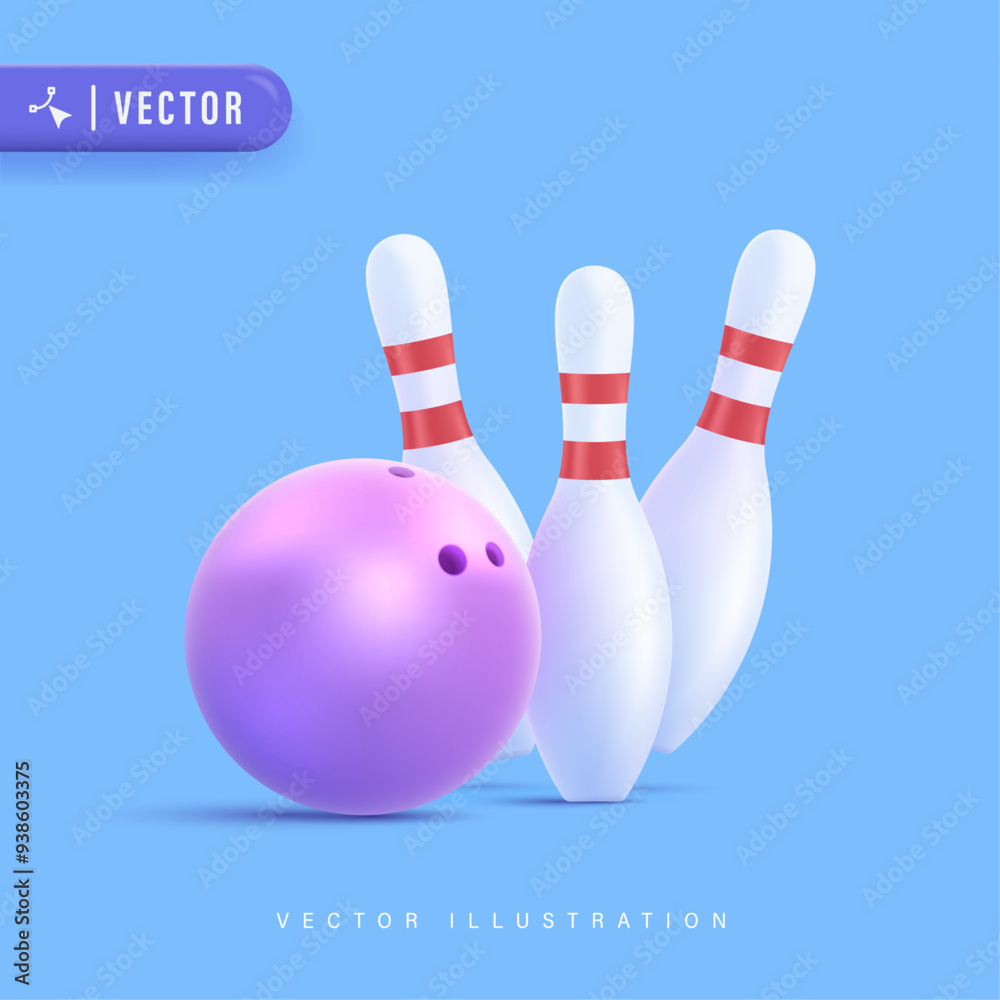 Bowling ball strike hit falling pin skittles. 3D bowling play target, winning movement vector concept. Realistic Bowl game sport competition. 3D Realistic Vector Illustration Bowling ball strike hit falling pin skittles. 3D bowling play target, winning movement vector concept. Realistic Bowl game sport competition. 3D Realistic Vector Illustration