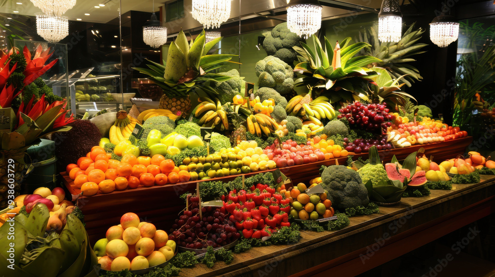A visually appealing display of fresh fruits and vegetables, rich in color and flavor. A visually appealing display of fresh fruits and vegetables, rich in color and flavor.