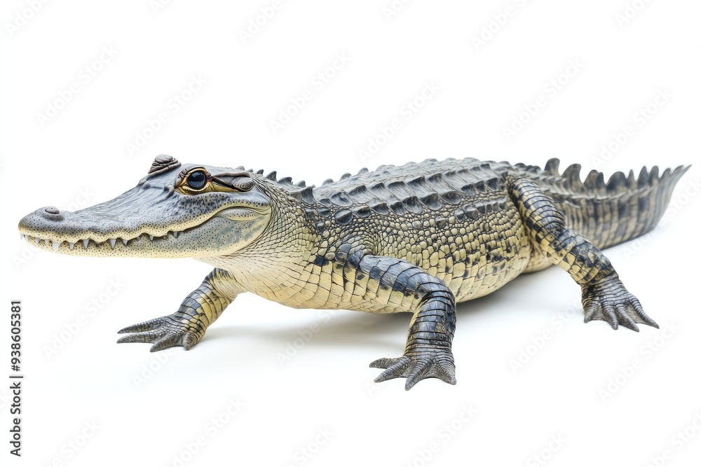 Naklejka premium A Young Alligator with a White Background