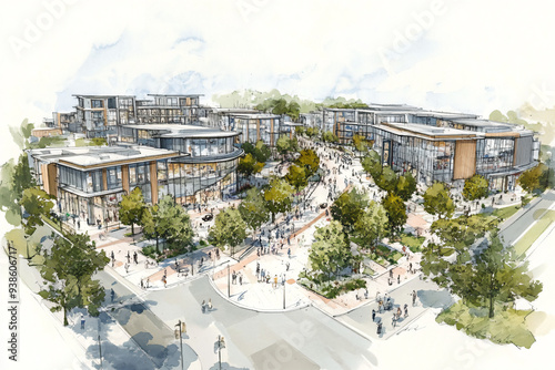 Modern Cityscape Sketch.