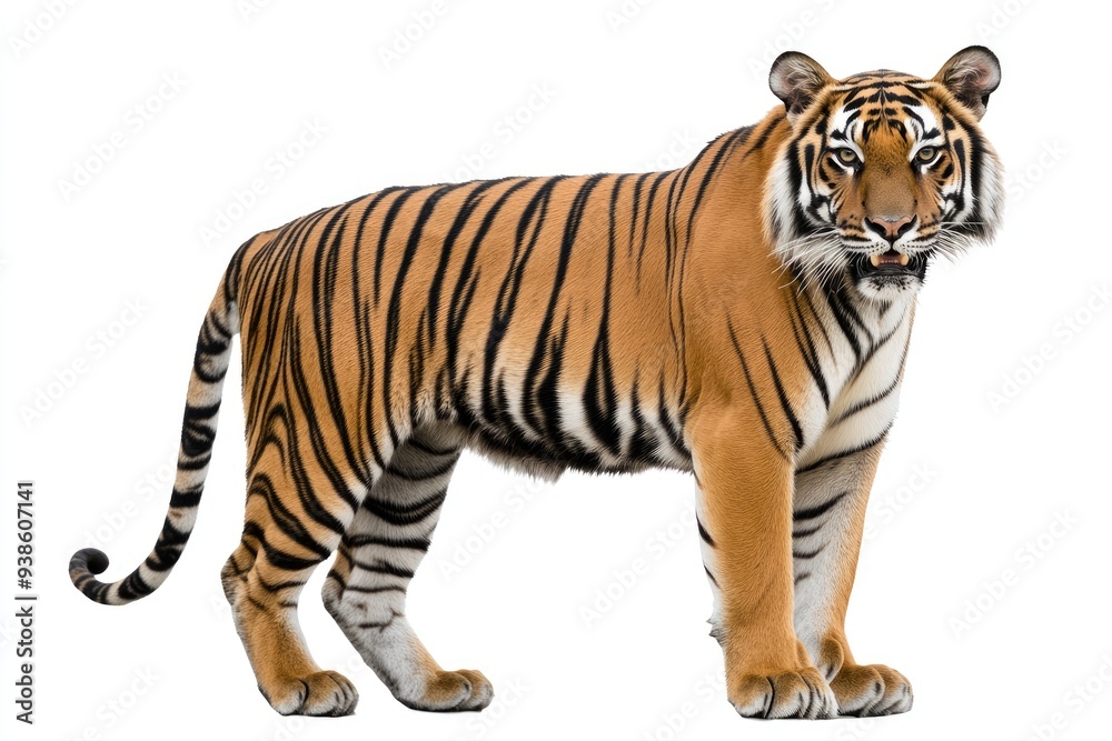 A Tiger Standing on a White Background