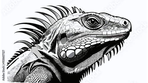 Iguana Head Sketch Style - Animal Face Portrait
