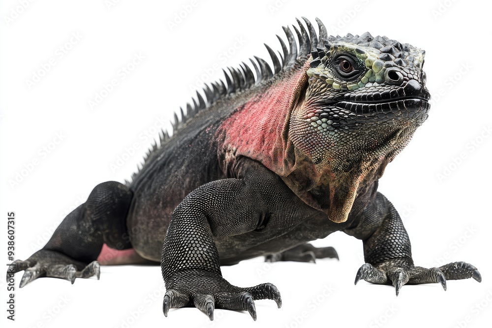 Close-up of a Marine Iguana with a Red Neck Close-up of a Marine Iguana with a Red Neck