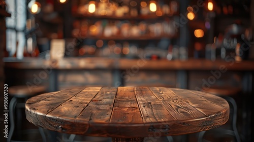 Rustic Wooden Table in Pub or Bar Setting