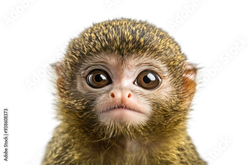 Close-up Portrait of a Young Monkey with Large Brown Eyes