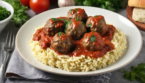  Delicious meatballs and pasta ready to be savored