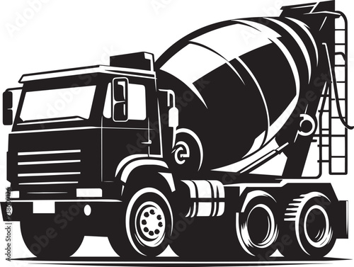 Cement mixer truck silhouette vector illustration isolated on a white background