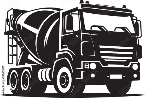 Cement mixer truck silhouette vector illustration isolated on a white background