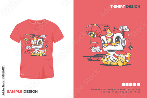lion dance mascot t shirt design