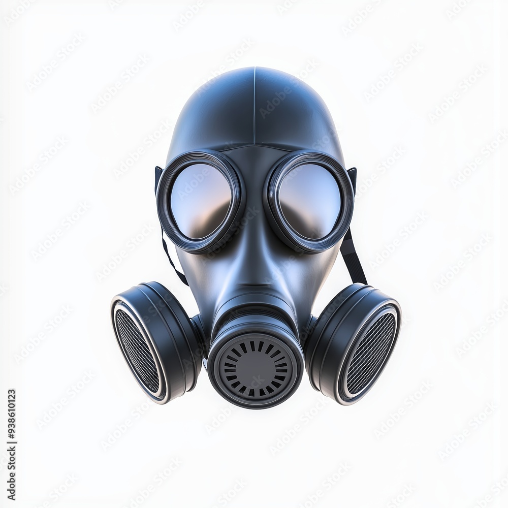 Military gas mask, isolated on white background, 3D illustration Military gas mask, isolated on white background, 3D illustration