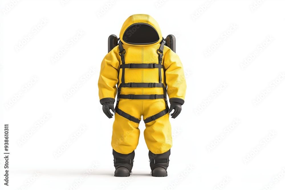Explosive ordnance disposal suit, isolated on white background, 3D illustration Explosive ordnance disposal suit, isolated on white background, 3D illustration