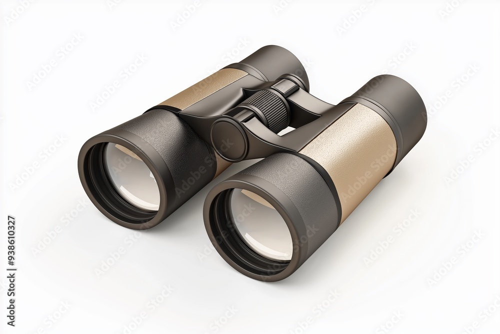 Field binoculars, isolated on white background, 3D illustration Field binoculars, isolated on white background, 3D illustration