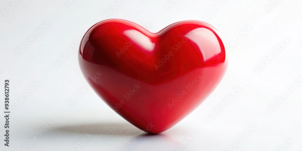 Fototapeta premium Red heart symbolizing love and passion on a white background, love, heart, romance, affection, Valentines Day, symbol