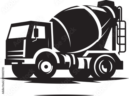 Cement mixer truck silhouette vector illustration isolated on a white background