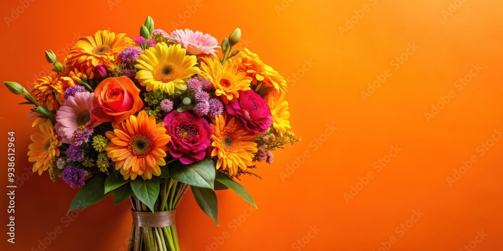 Vibrant flower bouquet with an orange background, flowers, bouquet, vibrant, colorful, orange, background Vibrant flower bouquet with an orange background, flowers, bouquet, vibrant, colorful, orange, background