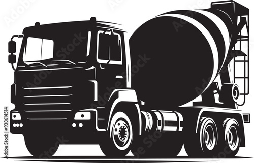 Cement mixer truck silhouette vector illustration isolated on a white background