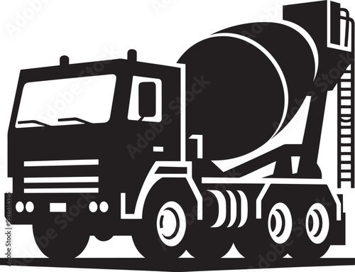 Cement mixer truck silhouette vector illustration isolated on a white background